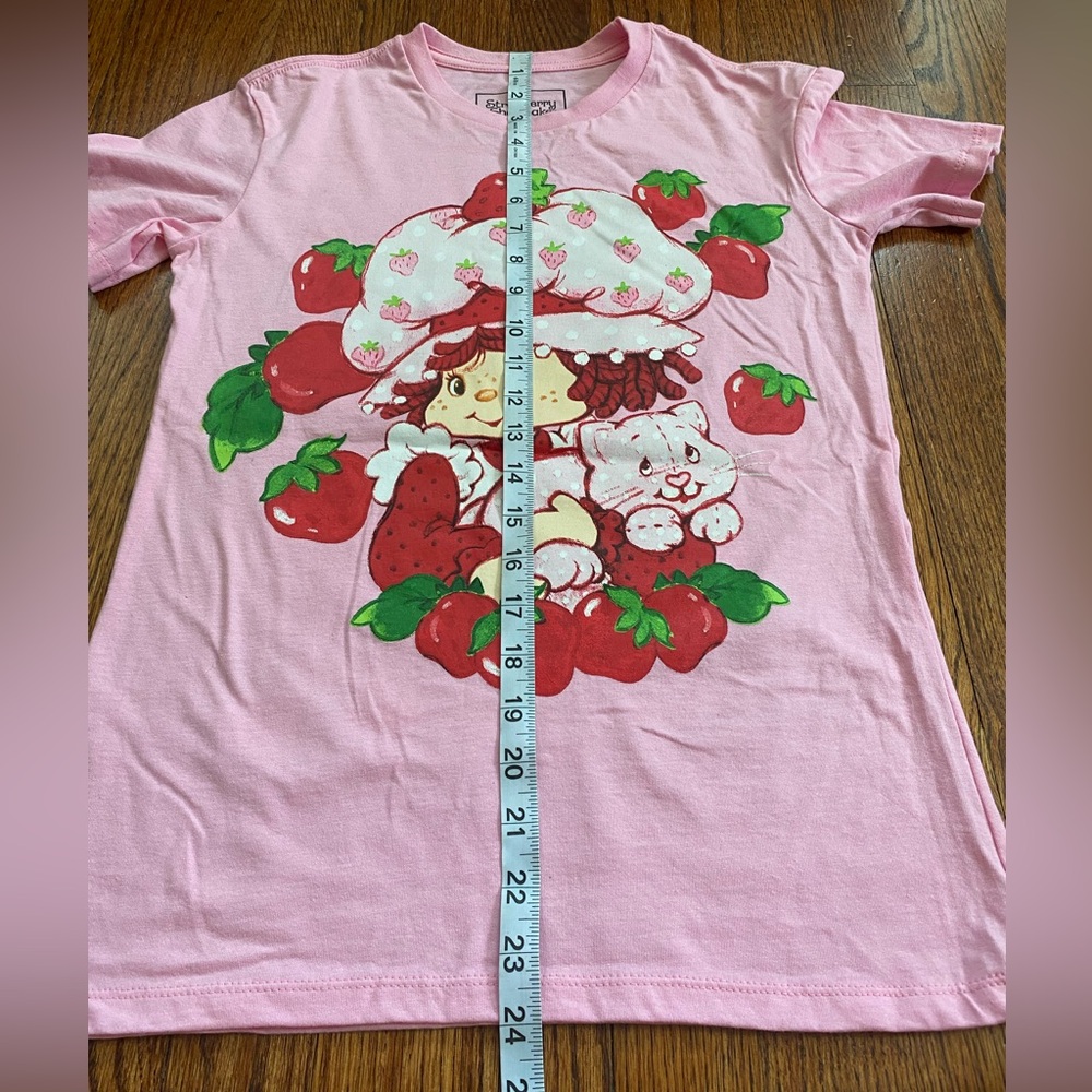 Strawberry Shortcake Pink Cotton T Shirt Size XS Isaac Morris Custard Kitty - Picture 4 of 5